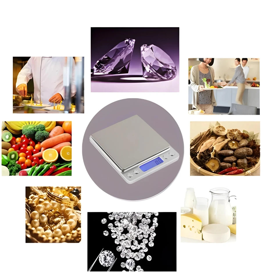 Balança Digital Portátil de Precisão – Ideal para Cozinha, Uso Químico e Nutricional