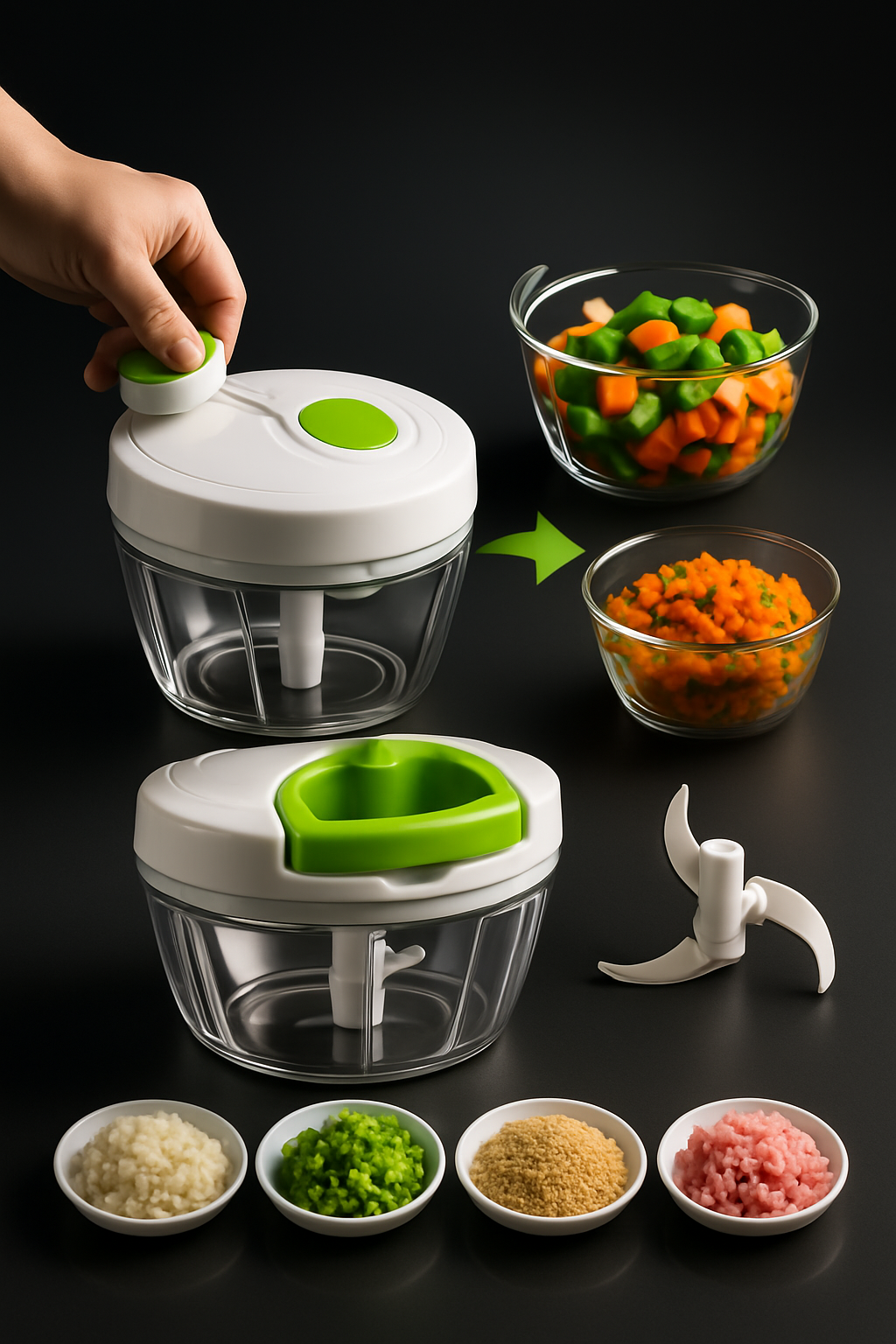 Mini Processador Triturador de Alimentos 3 Laminas 500 ml